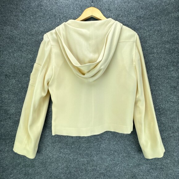 Lauren‎ Ralph Lauren Jacket Small Ivory Quiet Luxury Gold Button Wool Hooded Zip - Picture 8 of 14
